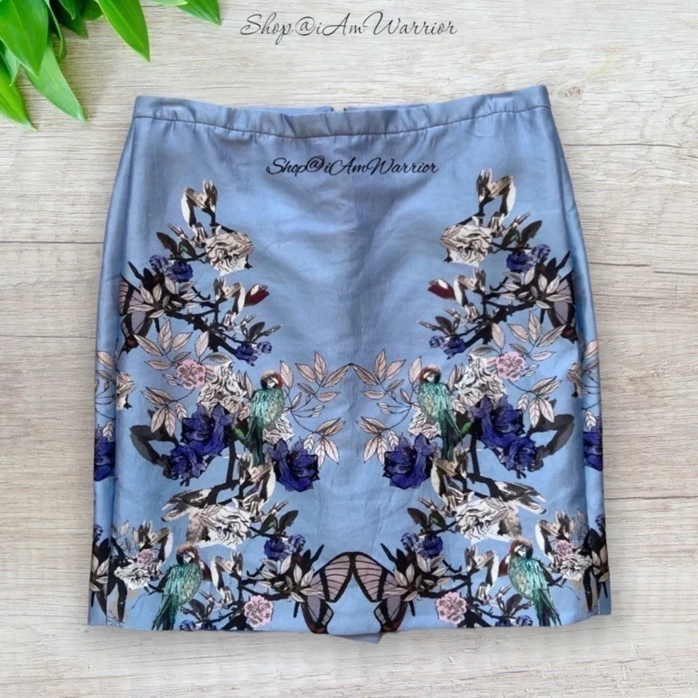 J.Crew Collection silk shantung botanical bird mini skirt *shop@iamwarrior